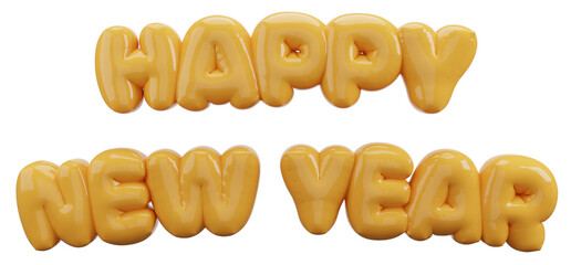 happy new year golden balloons 3d render
