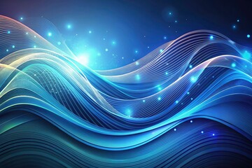 Obraz premium Abstract Blue Wave Design Wallpaper with Digital Light Patterns for Technology and Business Backgrounds