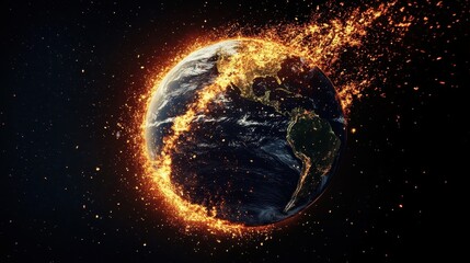 Naklejka premium The Earth engulfed in fire
