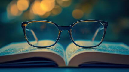 Reading Glasses on Open Book