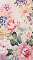 Hand-painted wooden sign featuring an abstract floral pattern, artistic signs, distressed wood, flower power, botanical