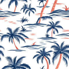 seamless pattern sea and coconut tree of shirt Hawaii style