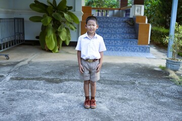 Thai boy wearing school uniform