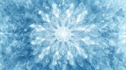 Abstract blue fractal snowflake design.