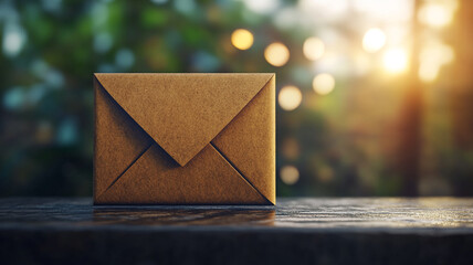 Crafting a thoughtful message with a brown envelope at sunset moments