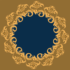 Abstract gold vintage scroll circular ornamental frame background
