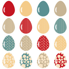Easter eggs set on white background decor holiday art isolated	
