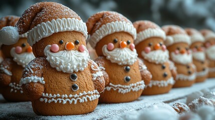 Fototapeta premium Gingerbread Santa Claus Cookies Decorated For Christmas