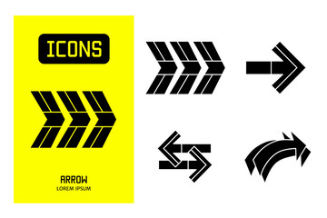Set of flat line icons of arrow. Vector design for business and stock.