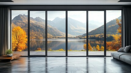 Wide windows featuring black aluminum swinging doors that provide a glimpse of the outdoors.