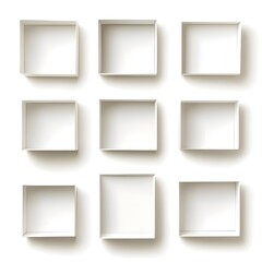 collection of white empty carton boxes isolated on white background