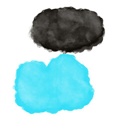 Blue Black Watercolor Abstract Shapes Decor