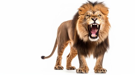 Obraz premium majestic lion roaring with fierce expression