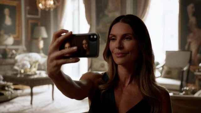 woman taking selfi photo using cellphone