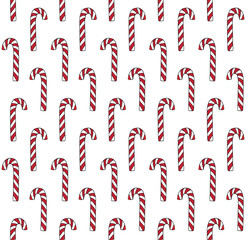 Vector seamless pattern of hand drawn sketch doodle outline Christmas candy isolated on white background