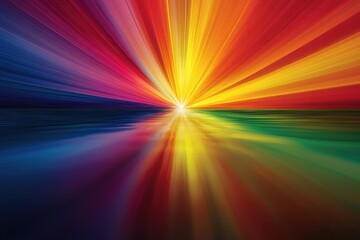 Obraz premium Radiant Burst of Colors Reflecting on Calm Water Surface in Vibrant Spectrum Display