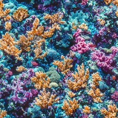 Fototapeta premium Ocean Coral Reef Fish Sea Nature Natural Seamless Pattern Texture