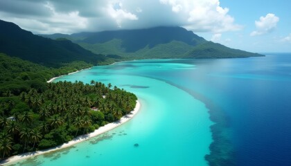 Beautiful lagoon in tropical island paradise