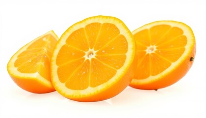 Two orange halves on white background