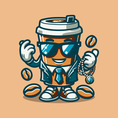 Mascot Coffee Cartoon Vector Art, Illustration and Graphic