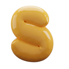 S. realistic golden Foil balloon letter alphabet isolated on transparent background 3d render concept cartoon style for celebration and happy birthday