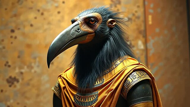 Thoth is the god of writing and knowledge. He is often shown as a man with the head of an ibis or baboon.