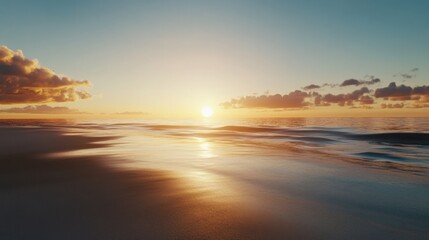 Fototapeta premium serene sunset over calm ocean waves