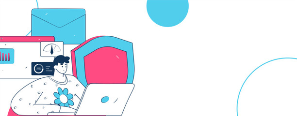 Business network security character flat vector concept operation hand drawn illustration
