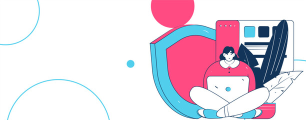 Business network security character flat vector concept operation hand drawn illustration
