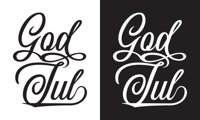 God Jul – Merry Christmas Swedish language, Calligraphy brush text banner with white and black background. God Jul, means Merry Christmas. Vector illustration. EPS 10