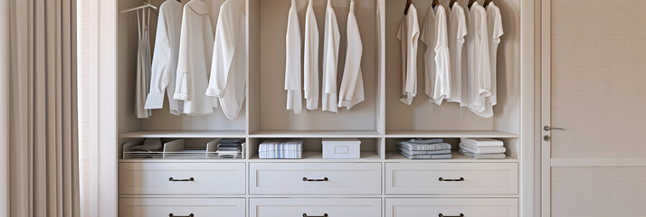 Classy and Spacious White Wooden Wardrobe - An epitome of elegance and functionality for a modern dressing room