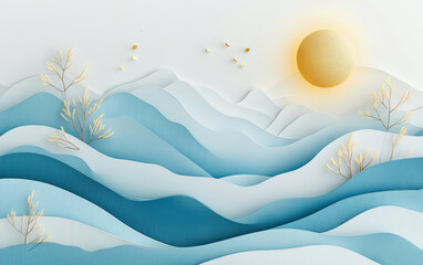 Traditional Chinese style of minimalist landscape painting art background
