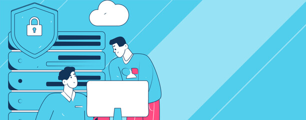 Business network security character flat vector concept operation hand drawn illustration
