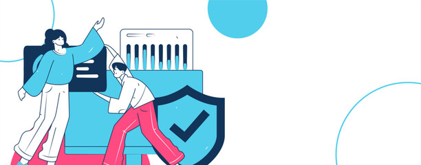 Business network security character flat vector concept operation hand drawn illustration
