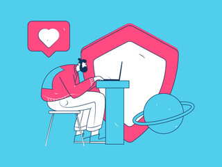 Business network security character flat vector concept operation hand drawn illustration
