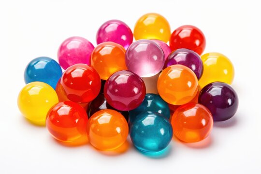 colorful translucent balls arranged in a vibrant display
