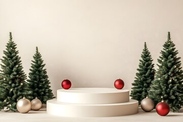 Minimalist Holiday Podium Mockup