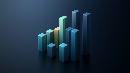 Data Visualization with Colorful 3D Bar Graph on Dark Background
