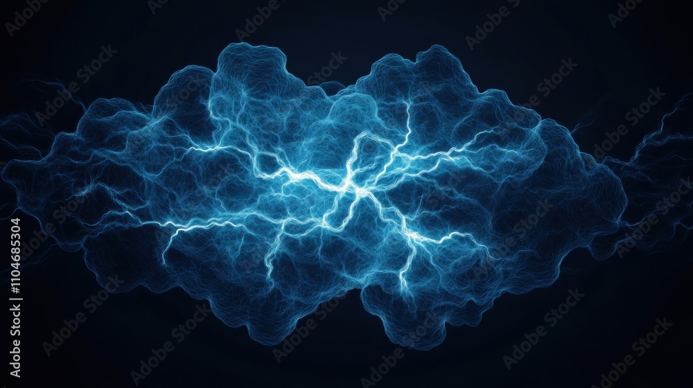 Poster dynamic abstract lightning patterns in blue