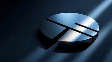 Metallic Circle with Light Reflection on Dark Background