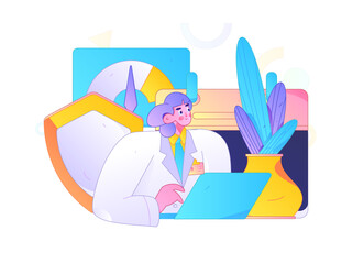 Business network security character flat vector concept operation hand drawn illustration
