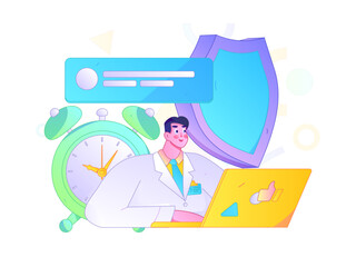Business network security character flat vector concept operation hand drawn illustration

