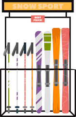 Sport Shop Stand With Skies