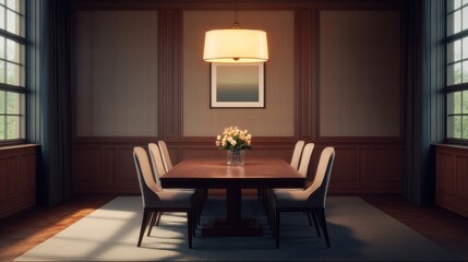 Fototapeta premium Elegant Chandelier Above Stylish Dining Table