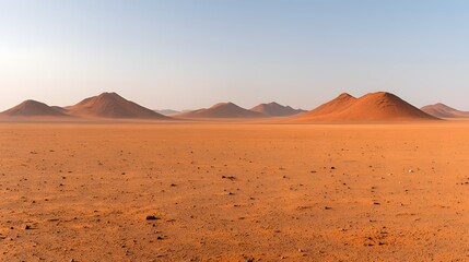 Stunning Desert Horizon at Dusk: A Tapestry of Warm Colors and Rugged Rock Formations Await. Scenic Beauty of Nature Concept