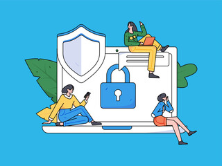 Business network security character flat vector concept operation hand drawn illustration
