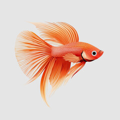 Fototapeta premium Vibrant Orange Goldfish with Flowing Fins Swimming Gracefully Against a Light Background, Capturing the Essence of Aquatic Beauty and Serenity in Freshwater Environments