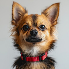 Obraz premium Cute and Playful Chihuahua Dog Portrait with Bright Eyes and Fluffy Fur, Perfect for Animal Lovers and Pet Enthusiasts Capturing Joyful Expressions