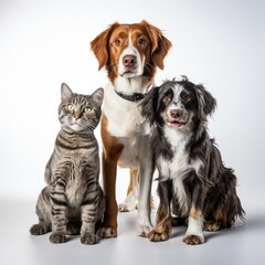 Fototapeta premium adorable pets posing together in a studio setting