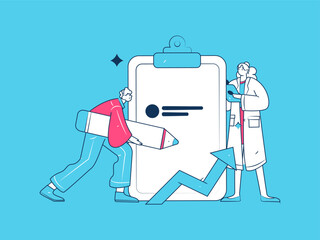 Invite friends to conduct questionnaire flat vector concept operation hand drawn illustration

